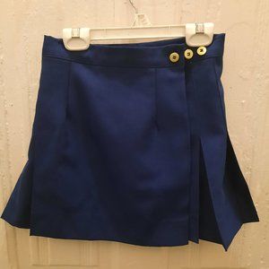 Vintage Adjustable Navy Pleated Wrap Skirt